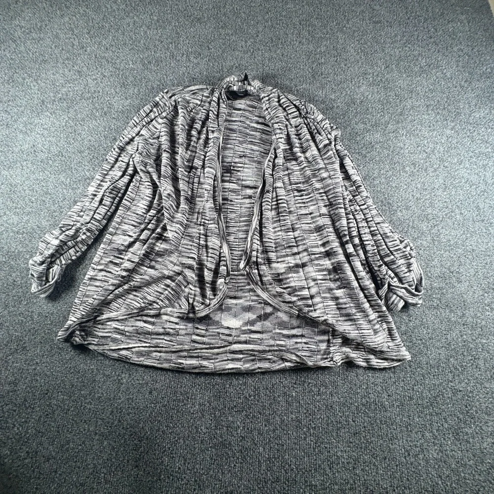 INC International Concepts Cardigan Sweater Women Small Gray Rib Knit Open Front
